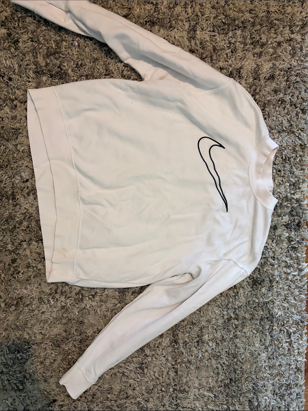 Nike White Crewneck Sweatshirt with Black Swoosh Outline